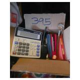 Adding machine, walkie talkie, stapler, Wireless mouse