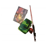 SMALL tackle Box - Zebco Reel and Pole - Fishing Accessory Kit - New