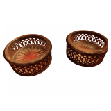 Pair of Plated Silver and Glass Salt Cellers