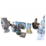 Contents of Shelf - Vintage Figurines - Decanter _ Salt and Pepper with Timer