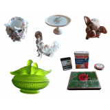 Vintage Item Packages - Green Vintage Egg Shaped Bowl with Lid - Vintage Figurines