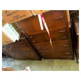 2-Vintage Wooden Dressers 37”L. X 19”D. X 34.5”H. - 48”L. X 29.5”W. X 17.5”D.Mirror Included