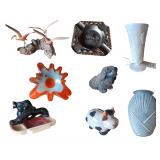 Murano Glass Bowl - Cocker Statue - Ceramic Cow Bank - Ash Trays and Vases