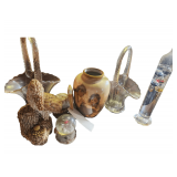 2 Crystal Baskets - barometer- Pelicans