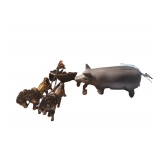 Vintage Cast Iron Piggy Bank - Coasters - Vintage Brass Chariot