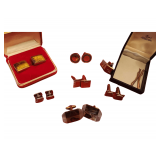 Lot of Cuff Links including Carved Tiger Eyes