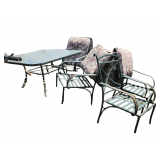 Outdoor Furniture- 48 in Square Glass Table - 4 Chairs