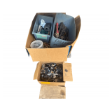 Box of Hardware and Assorted Electrical Parts
