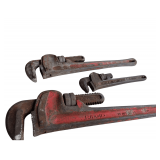 3 Standard Pipe Wrenches 24", 10", and a 18"