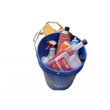 Bucket of Auto Liquids a Tote of Sponges Jointing Sand