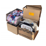 2 Boxes of Picture Frames Various Sizes, a Box of Ribbons