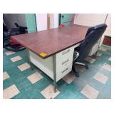 Metal Desk with Rolling Office Chair