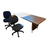 Wooden Work Table 6’L.X3’W.X30”H. 2 Computer Chairs