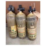Lot of 3 MSA Carbon-Wrapped SCBA Cylinder Breathing Air Tanks - Used