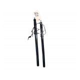 2 Black Rigid Straight Batons w Attached Wrist Lanyards