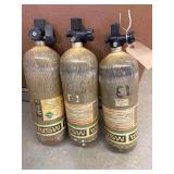 Lot of 3 MSA Carbon-Wrapped SCBA Cylinder Breathing Air Tanks - Used