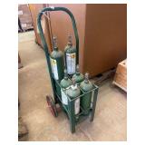 6 Oxygen Tanks and Dolly - Empty