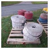 Pallet of (5) 1.5" Fire Hose - Assorted Colors (Red, White, & Blue)