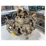 Vintage Styled Incense Burner of Xuanda Style of Ming or Qing Dynasty 7" x 6.5" Bronze