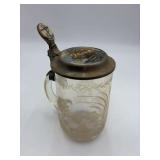 Charles Vickery The Twilight Under Full Sail Etched Glass Beer Stein 7”H.