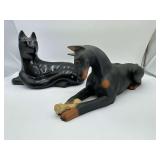 17" x 8" Doberman and a Black Cat 14" x 10"