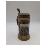 Antique Mettlach 1/2-liter etched Lidded beer stein, (Model #1675)