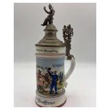 Imperial German Regimental Beer Stein w Pewter Lid (Reservistenkrug) w Lithophane