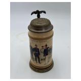 Mettlach German Beer Stein 1895 Regiment 2140 875 9”H.