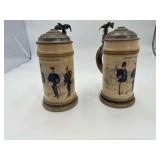 2 Mettalach EISENBAHN - REGIMENT Nr 2. & Nr3. German Beer Stein’s Approximately 9”H.