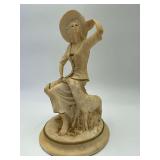 Vintage Resin or Alabaster Italian Sheeperdess and Lamb 11" Talk