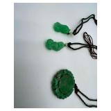 2 Jadeite Bracelet Figures 1 1/4" with a Tai Chi Bagua Yin Yang Necklace 2"