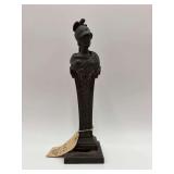 Antique Patinated Bronze Athena/ Minerva Herm Figure w/ Owl Crest
