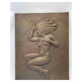 Replica Bronze Plaque Nude Lady 14" c 18" by Jean Antoine Houdon