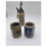 2 German Beer Stein’s 5”H.