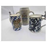 3 German Beer Stein’s Approximately 7” 8”H.
