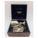 Antique Traveling Communion Set - Georgian Sterling Silver Chalice - Paten - Missing Cruet/ Flagon
