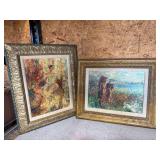 2 Oil on Canvas Paintings by Paul Williams - Tinka at Flower Beach and Serenity - Painting on Paper ‘37