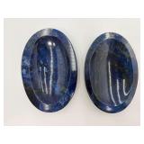 Pair of Lapis Lazuli Carved Soap Dishes - Sourced From The Flores de los Andes Mine above the Andes Mountains - Ovalle, Chile