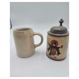 Mettlach German Beer Stein 1/2 L 5”H. Mettlach Munich Child German Beer Stein 6”H.