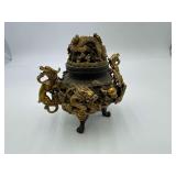 Vintage Styled Incense Burner of Xuanda Style of Ming or Qing Dynasty 7" x 6.5" Bronze
