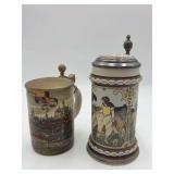 Vintage 1980 Villeroy & Boch Mettlach (Model 2901) from The Brothers Grimm Collection - Vintage German Porcelain Beer Stein w a Historical Panorama of Nuremberg w Hinged Pewter Lid
