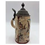 Mettlach Heinrich Schmitt Gnome Secne German Beer Stein 1909 Decoration No. 727 9”H.