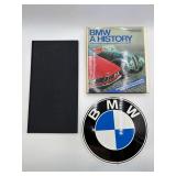 BMW Porcelain Sign - 11in - 2 BMW Books, Vintage 5 1/4" BMW AMA National Superbike Champion Beer Stein