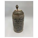 Stoneware 2L. Personal German Beer Stein with The Letters FB 12”H.