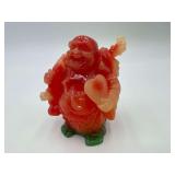 A Resin Composite Red Budi (Laughing Budda) 3.5" Tall