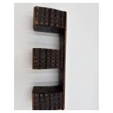Hand-Carved Dark Wooden Decorative Sculpture - 14.5in x 4.5in