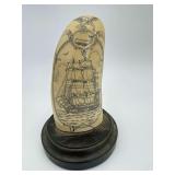 6" Sperm Whale Tooth Scrimshaw of C.W.Morgan