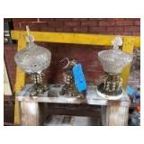 Lead crystal (1 with marble base) cast iron stand decorative Candy dish Lead crystal (1 with marble base) cast iron stand decorative Candy dish