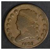 1829 HALF CENT, FINE 1829 HALF CENT, FINE