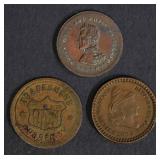 3 CIVIL WAR TOKENS; 1863 BEWARE, 3 CIVIL WAR TOKENS; 1863 BEWARE,
